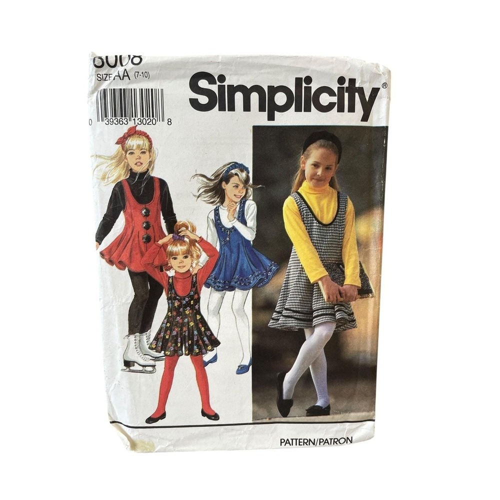 Simplicity 8008 Girls Jumpsuit Top Headband Size AA (7-10) 90s Vintage